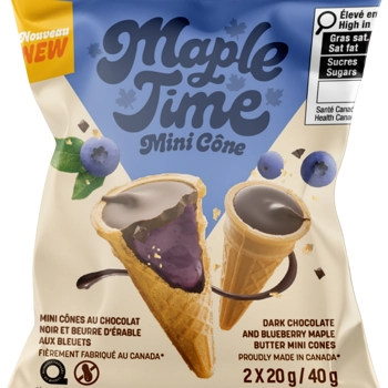 Cornets au chocolat noir et beurre d'érable bleuet (2 unités)