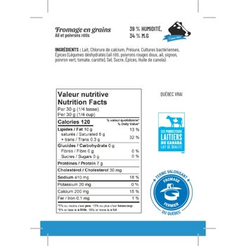 Fromage en grains Ail et poivrons rôtis