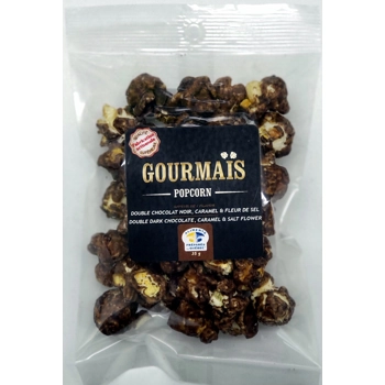Double dark chocolate, caramel & fleur de sel popcorn