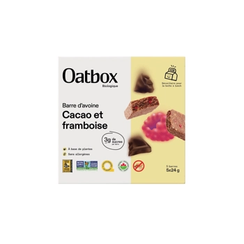 Barre d'avoine Cacao et Framboise