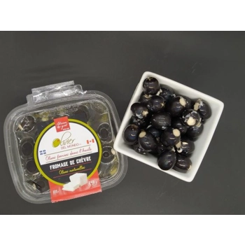 Olives noires farcies avec fromage chèvre