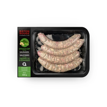Saucisses à la trempette d'épinards.