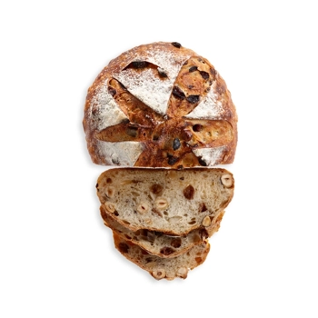 Pain raisins, miel et noisette au levain (boutique)