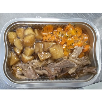 Petit plat Rôti de lard patates jaunes.