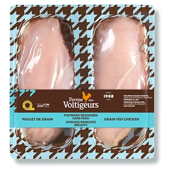 Poitrines désossées sans peau de poulet de grain végétal