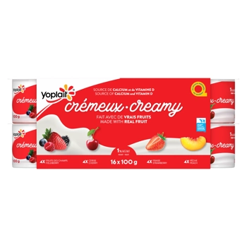 Yoplait Crémeux Yogourt Fruits des champs, fraise, cerise, pêche 1% M.G. 16x100G