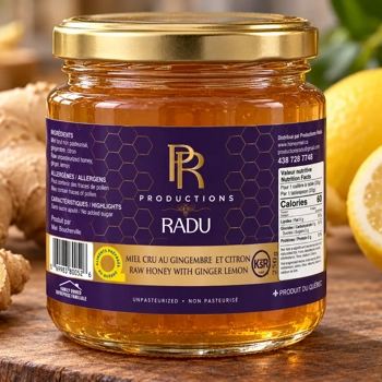Miel cru à la gingembre citron