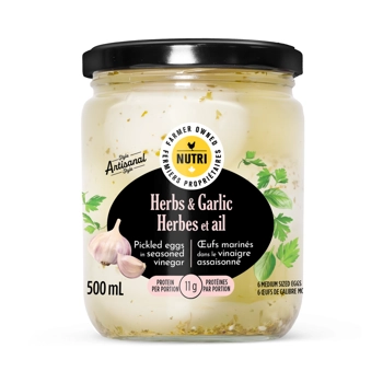 Oeufs Marinés dans le vinaigre assaisonné Herbes et ail 500ml