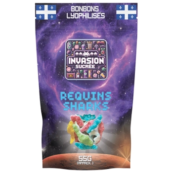 Freeze-dried gummy sharks