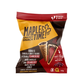 Cornets au chocolat noir et beurre d'érable canneberge - Garnis de fleur de sel