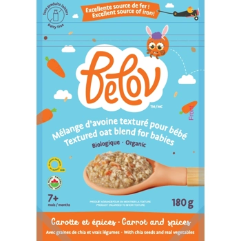 Mélange d'avoine texturé pour bébé carotte et épices