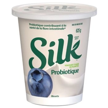 Plant-based  probiotic blueberry yogurt.