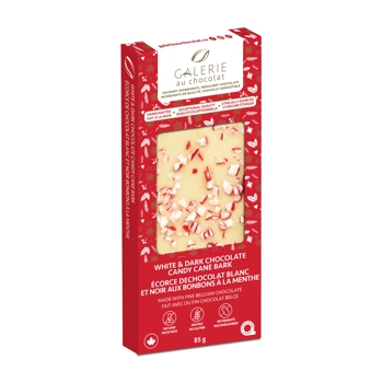 Artisan Holiday Bark Bar of White & Dark Chocolate with Candy Cane