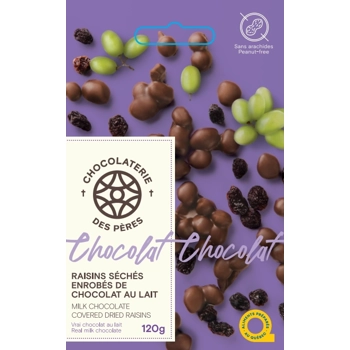 Milk chocolate covered dried raisins