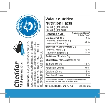 Cheddar Bras Sud Ail Poivrons rôtis Fumé