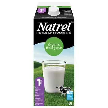Lait partiellement écrémé finement filtré biologique 1% M.G.