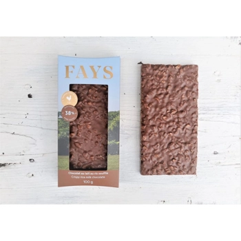 38 % cocoa milk chocolate bar with puffed rice