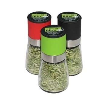 Garlic scape salt in a grinder