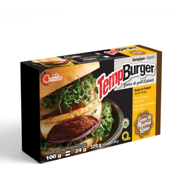 Burger de Tempeh biologique mariné et précuit - Aux Épices de Montréal