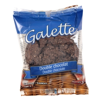 Cooked and individually wrapped Cookie double Chocolate